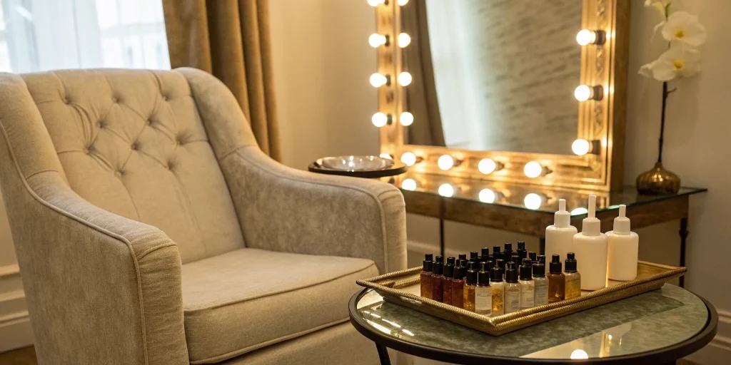 A clinic room prepared for a PRP hair loss treatment, a key factor in the overall cost.