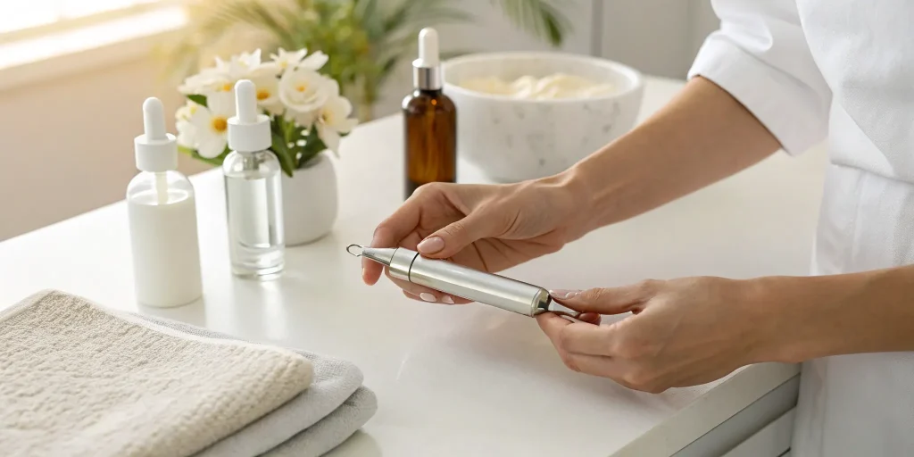A syringe of lip filler, a key factor in how much lip filler injections cost.