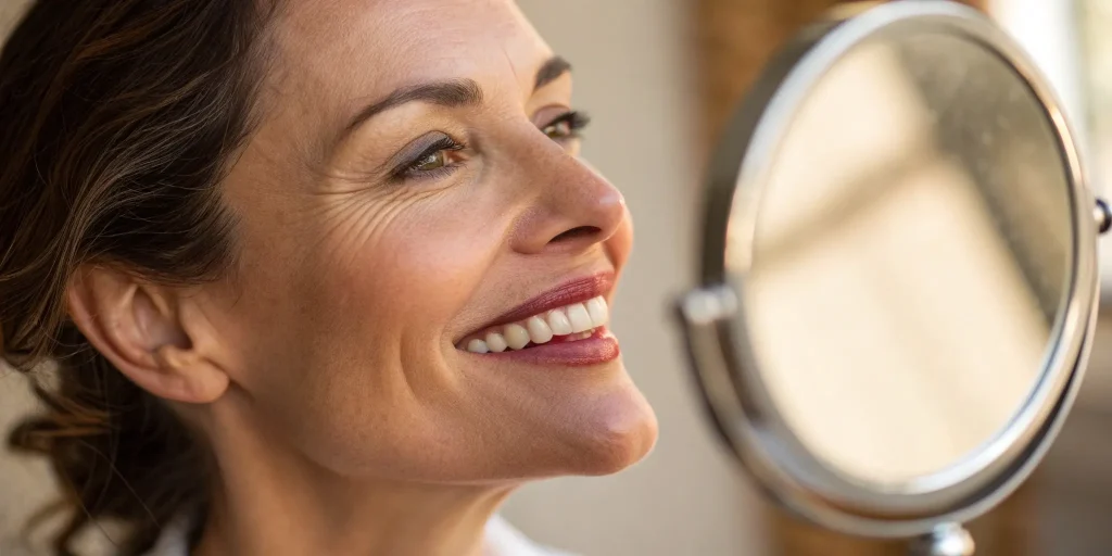 A woman's natural thin lips before a lip filler treatment.