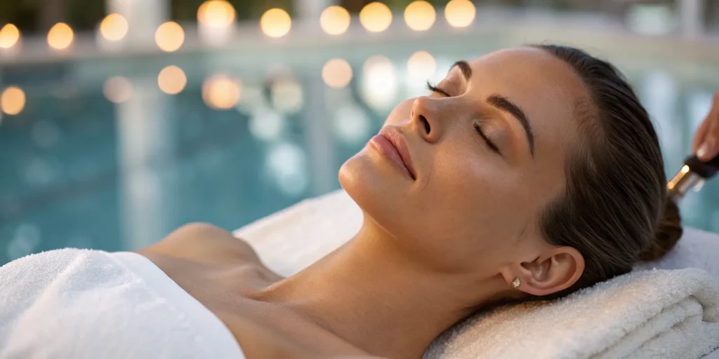 Woman receiving RF microneedling treatment, a procedure known for its potential side effects.