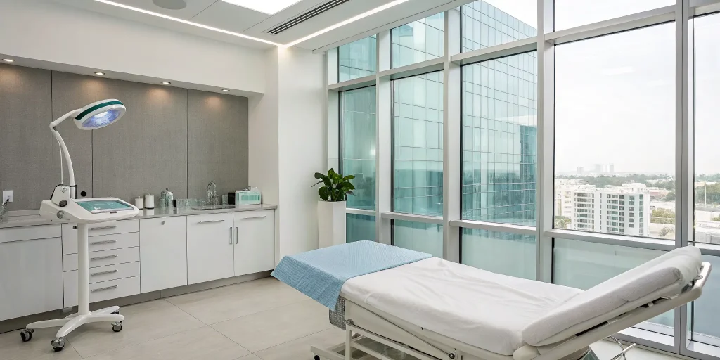 A modern clinic room with technology for the best non-invasive fat removal treatments.