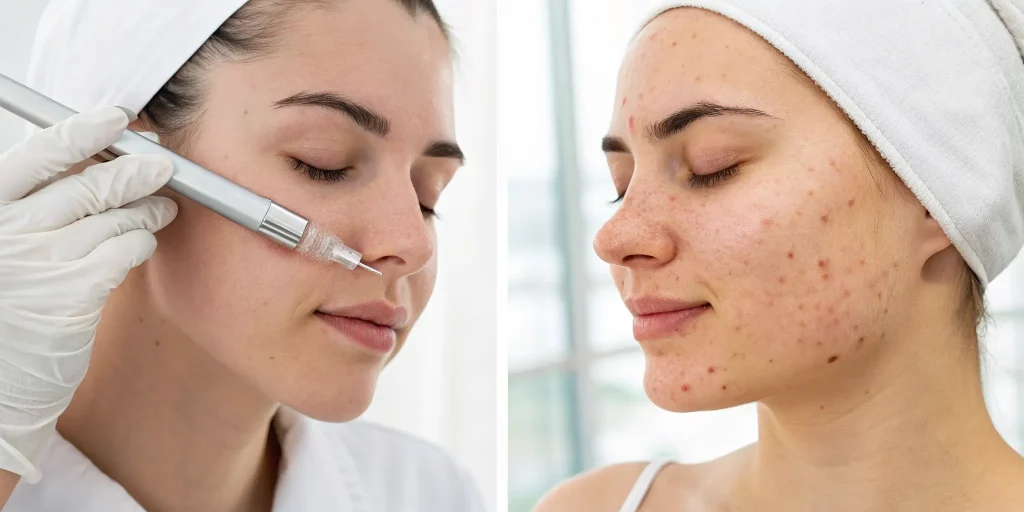 Comparing microneedling vs Morpheus8 for the treatment of acne scars.